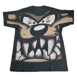 Taz Looney Tunes Big Print Bugs Bunny In Eyes L T Shirt Freeze Vintage 1997